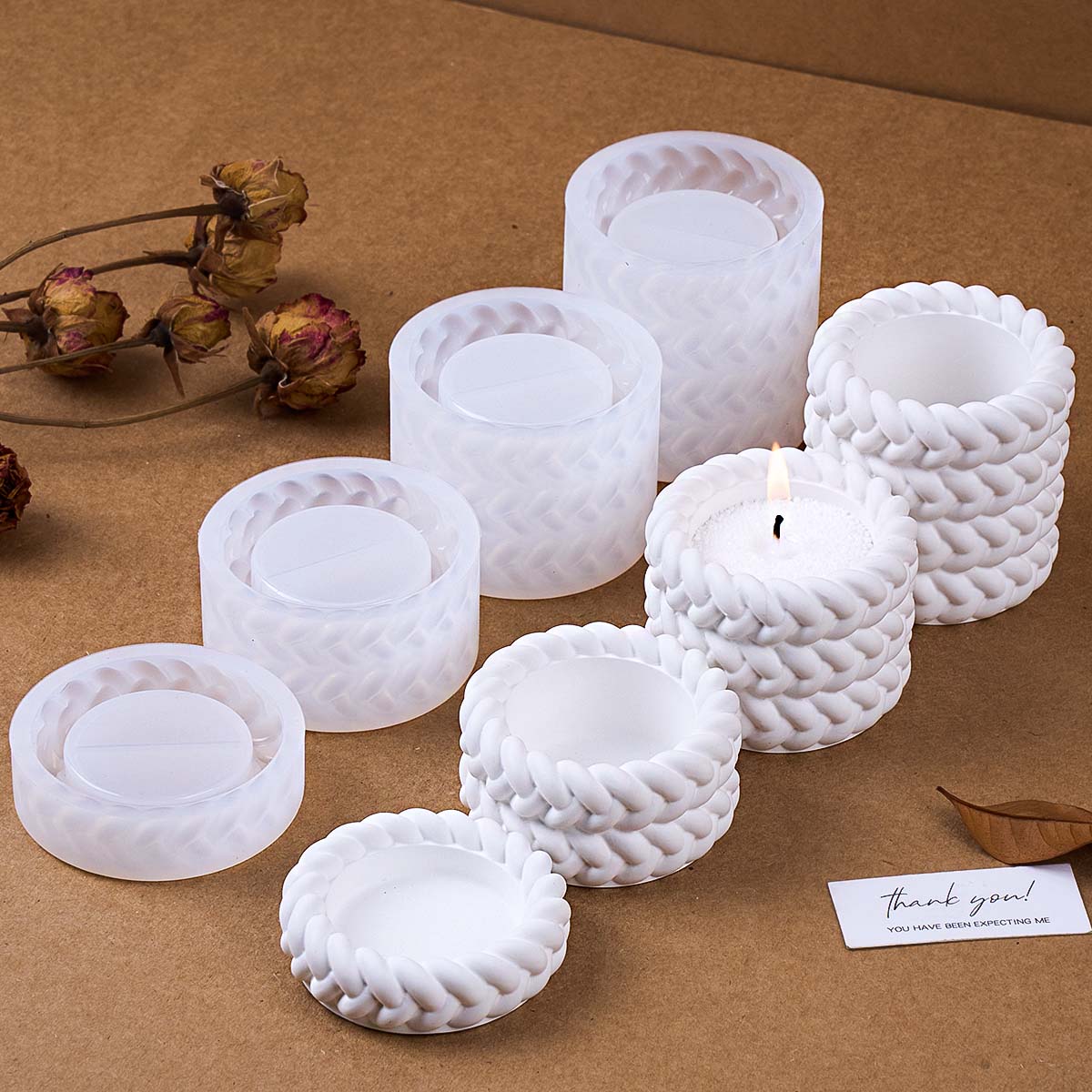 Coaster Mold Round - 1/2/3/4 Floors Hemp Rope Candle Jar