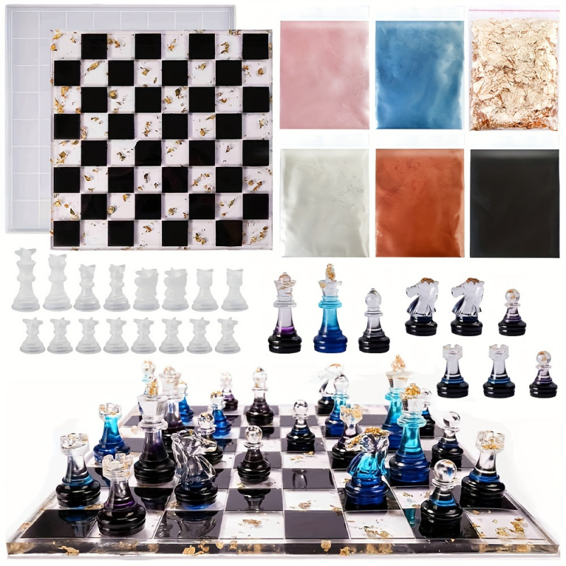 Resin Craft Kit - 23pcs Chess Set with Silicone Molds