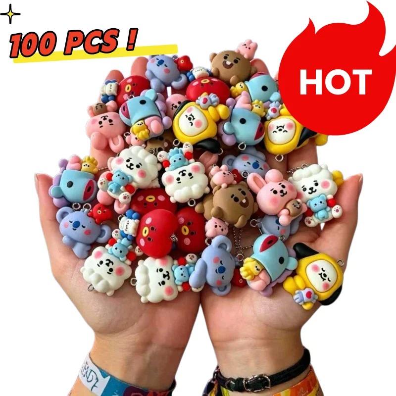 Resin Crafts Diy - 7pcs BT21 Resin Cartoon Charm DIY