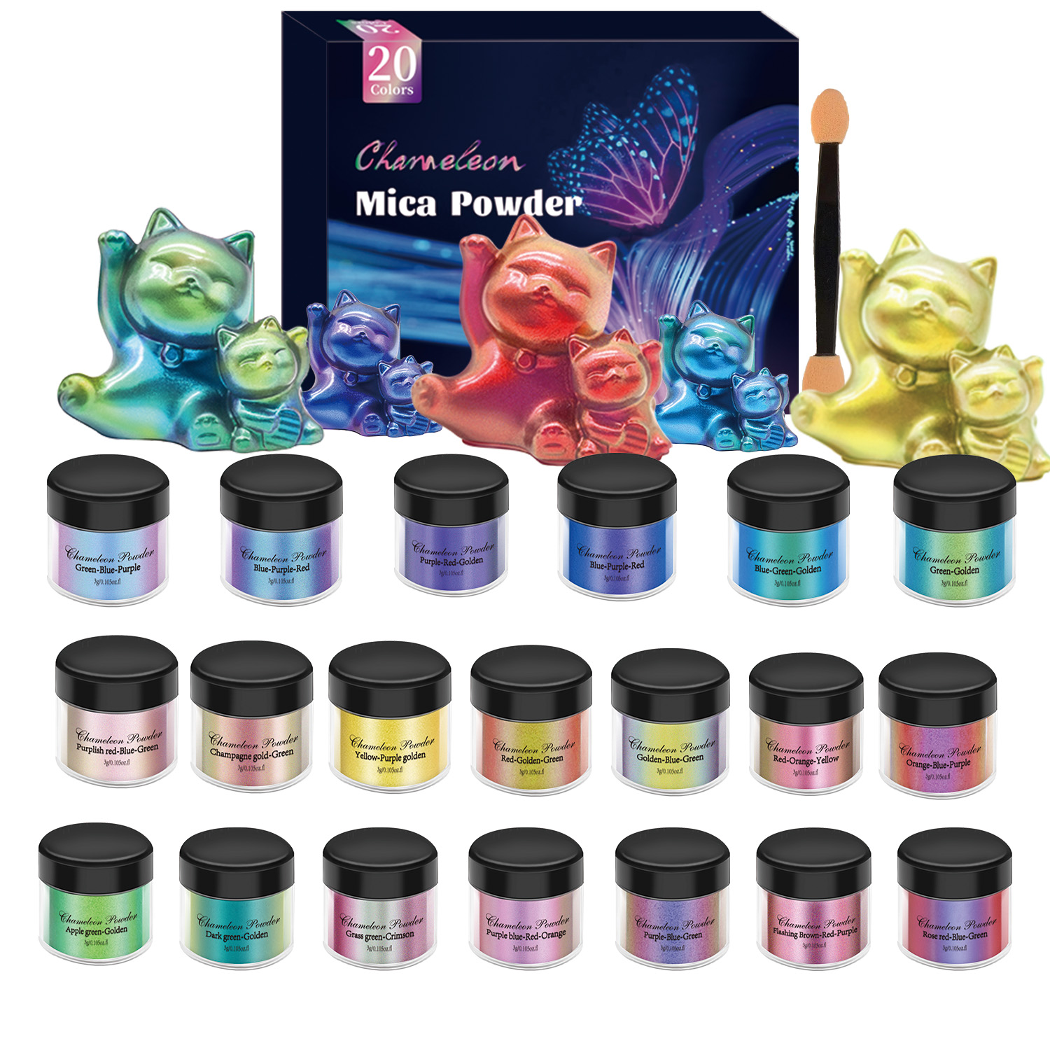 10/20pcs Mirror Chameleons Pig - Resin Pigment Set recension och pris