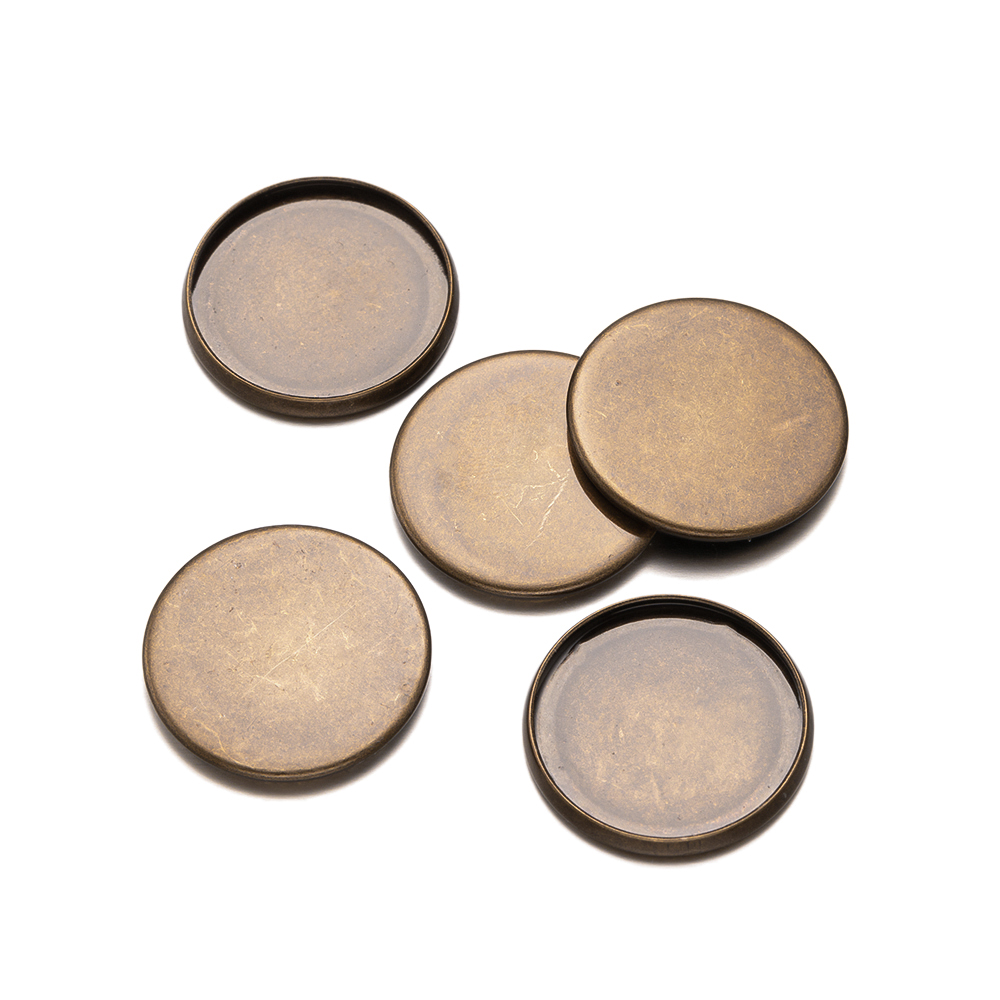20pcs Antique Bronze Flat Roun - Bezels Set Pendant recension och pris