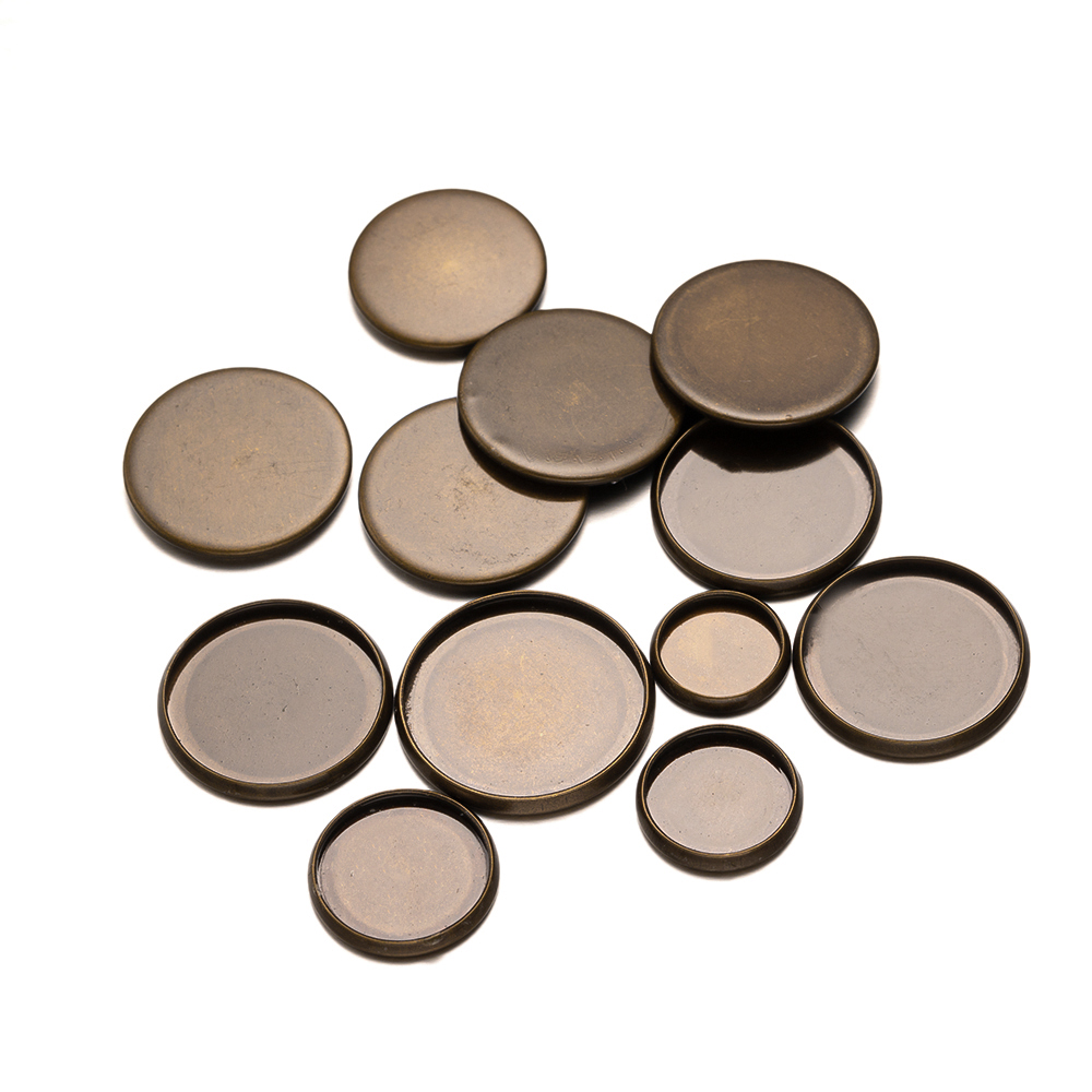 20pcs Antique Bronze Flat Roun - Bezels Set Pendant recension och pris