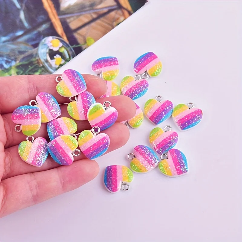 10Pcs Colorful Heart Resin Cha - Resin Crafts Diy recension och pris
