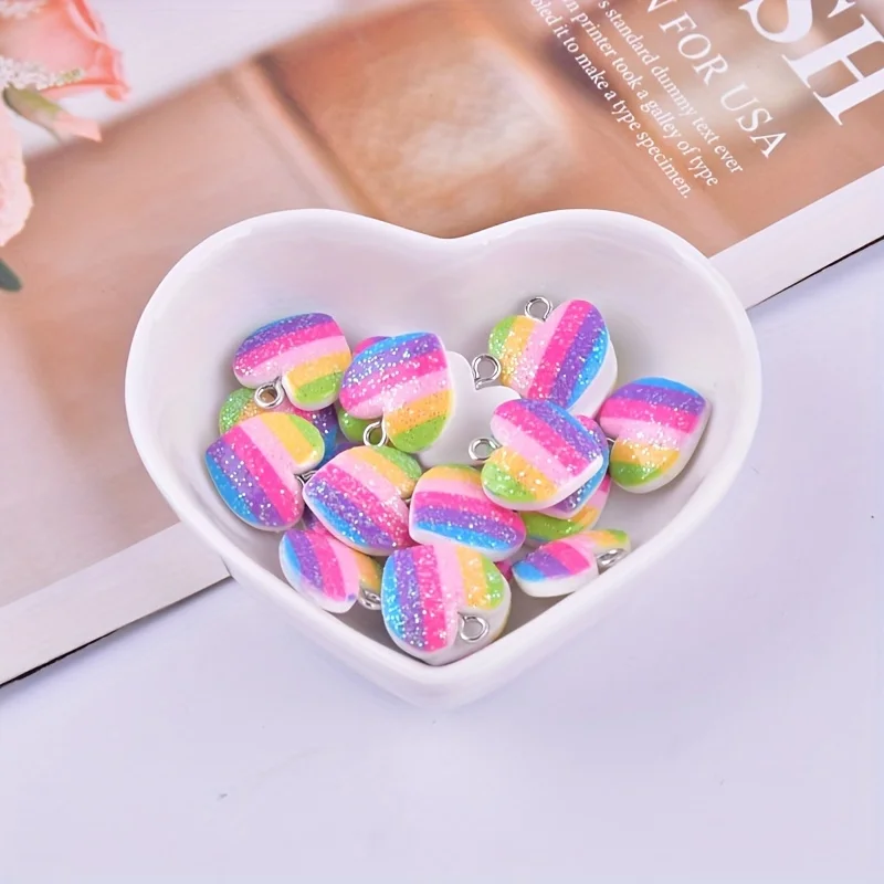10Pcs Colorful Heart Resin Cha - Resin Crafts Diy recension och pris