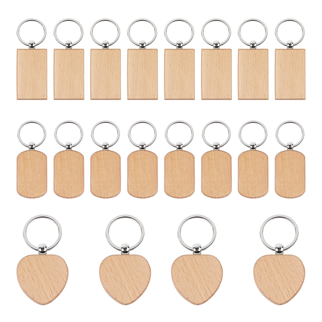 20PCS Unfinished Wood Keychain - Wood Ring Blank recension och pris