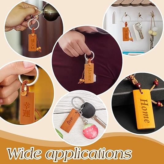 50pcs Wooden Tags Key Ring Bla - Wood Ring Blank recension och pris