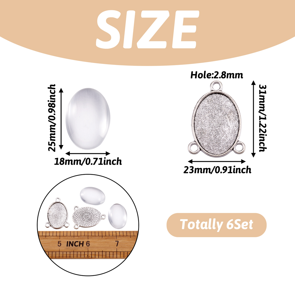 6sets Oval Alloy Pendant Blank - Bezels Set Pendant recension och pris