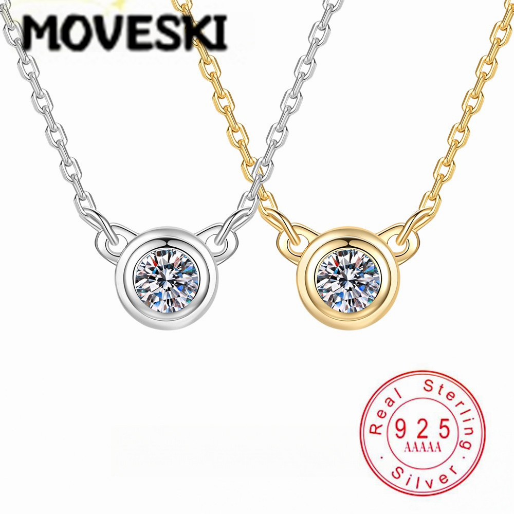 S925 Sterling Silver Moissanit - Bezels Set Pendant recension och pris