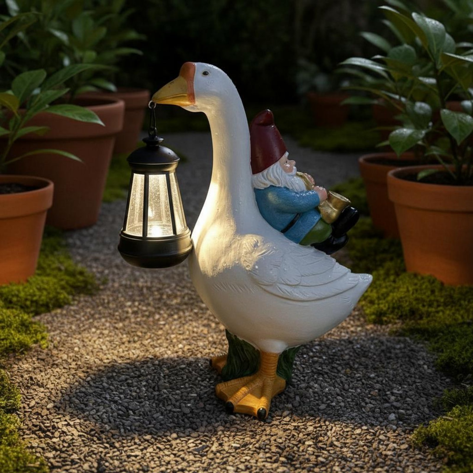 Gnome Riding Goose Statue Weat - Resin Crafts recension och pris