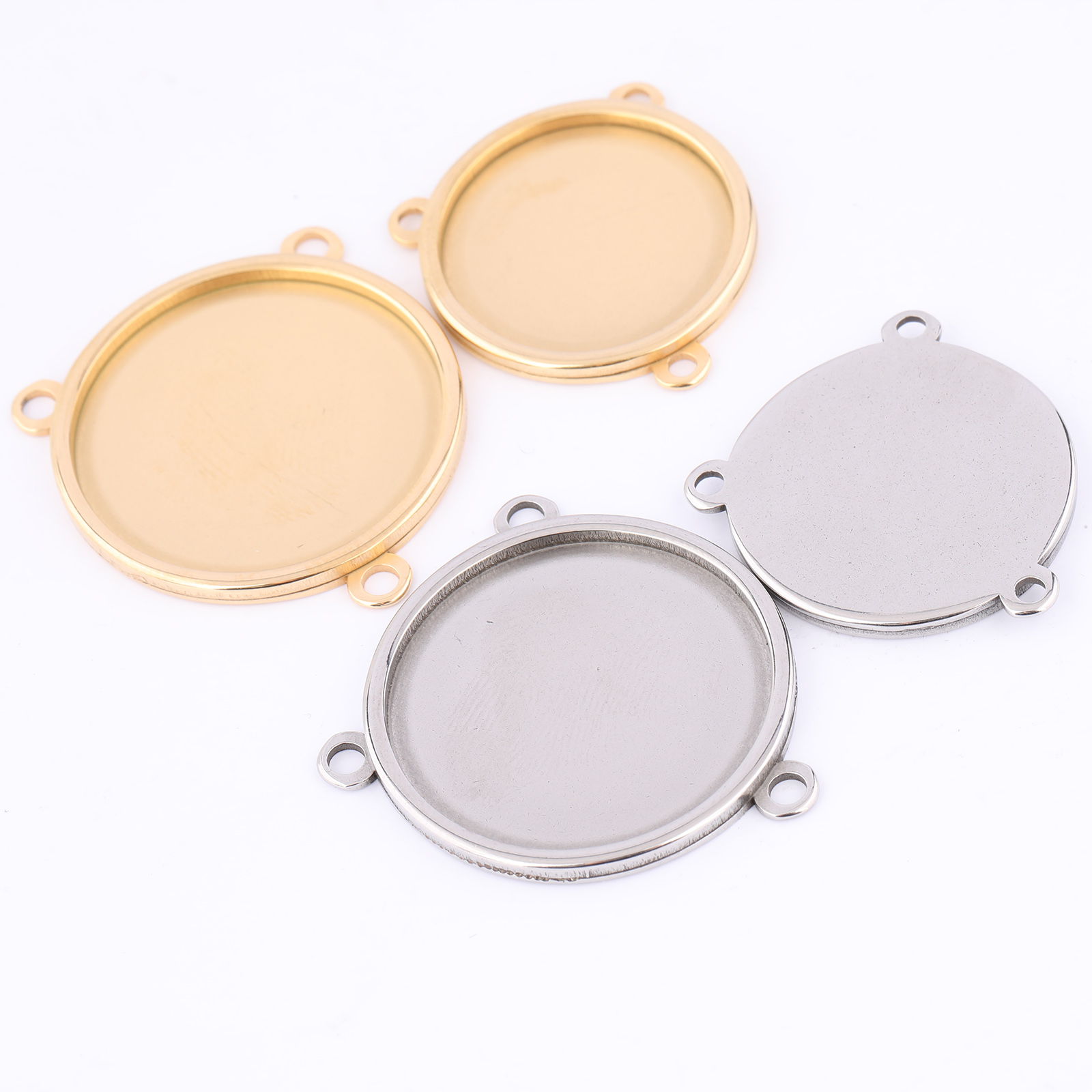 5pcs Stainless Steel Gold Plat - Bezels Set Pendant recension och pris